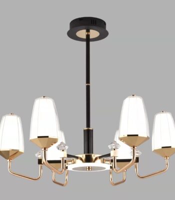 Black finish eight light chandelier by glitteron lights