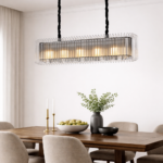 Vintage rectangular crystal chandelier to soft ambience by glitteron lights