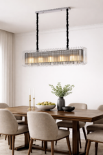 Vintage rectangular crystal chandelier to soft ambience by glitteron lights