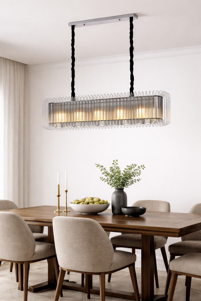 Vintage rectangular crystal chandelier to soft ambience by glitteron lights