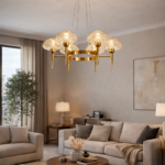 Golden finish modern chandelier to give soft ambience by giltteron lights