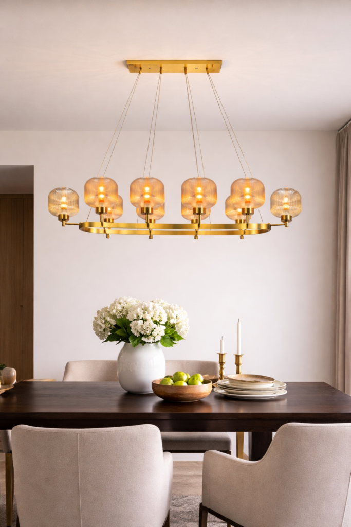 Contemporary gold ring chandelier by glitteron lights