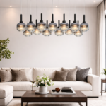 Modern smokey chandelier for living area by glitteron lights