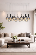 Modern smokey chandelier for living area by glitteron lights