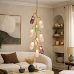 Suspended long hanging for soft illumination by glitteron lights