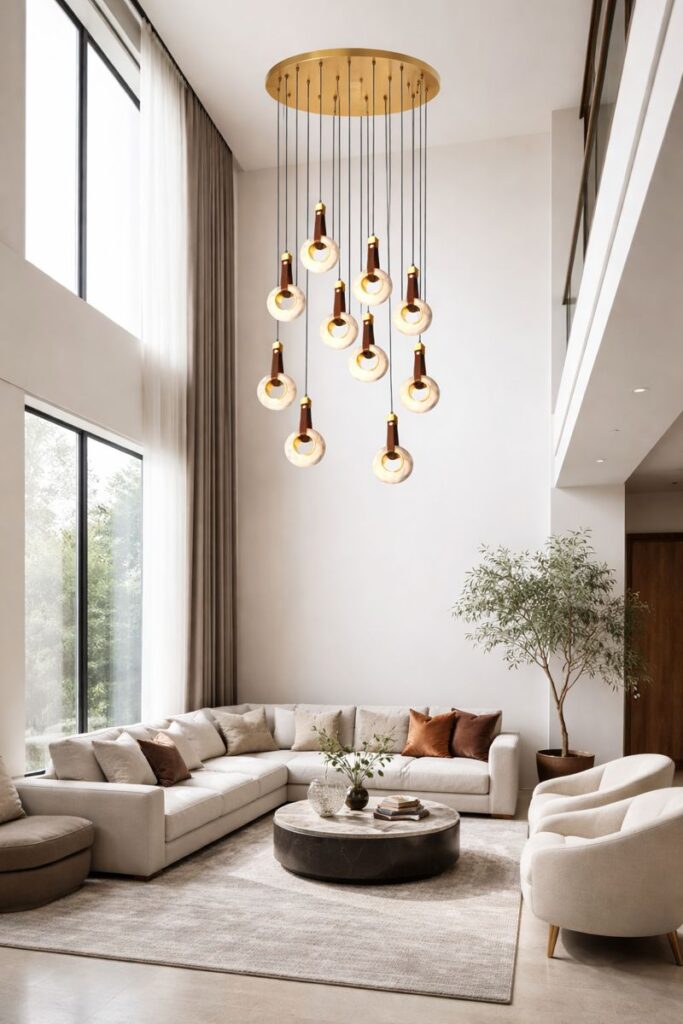 Double-Height pendant cluster chandelier by glitteron lights