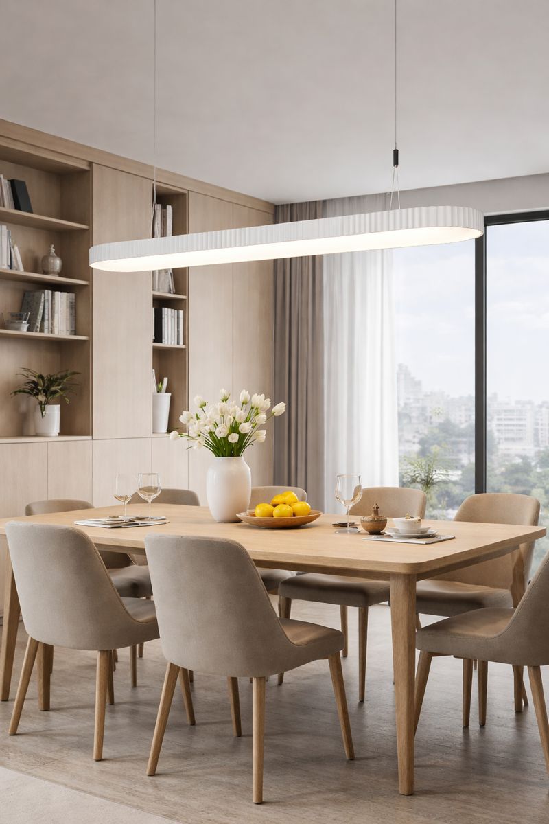 Modern oval linear chandelier for conference spaces by glitteron lights Modern oval linear chandelier for conference spaces by glitteron lights