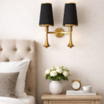 Modern classic Dual wall lamp with black fabric shade for living areas