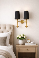 Modern classic Dual wall lamp with black fabric shade for living areas