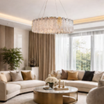 Luxury circular crystal chandelier for luxury living spaces