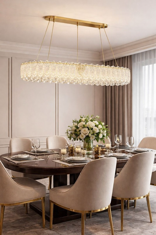Oval shape contemporary dining chandelier for modern villas