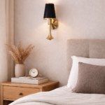 Modern classic wall lamp with black fabric shade for soft illumination