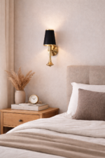 Modern classic wall lamp with black fabric shade for soft illumination