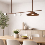 Modern wooden finish linear Pendant Light for cafes