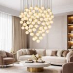 Contemporary cluster chandelier for double height living rooms